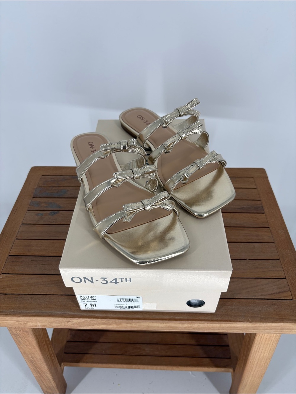 New on 34th women’s Gold Strappy Slide Sandals size 7 M